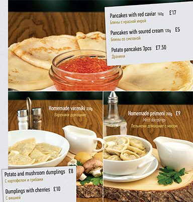 Food menu - Banya No.1